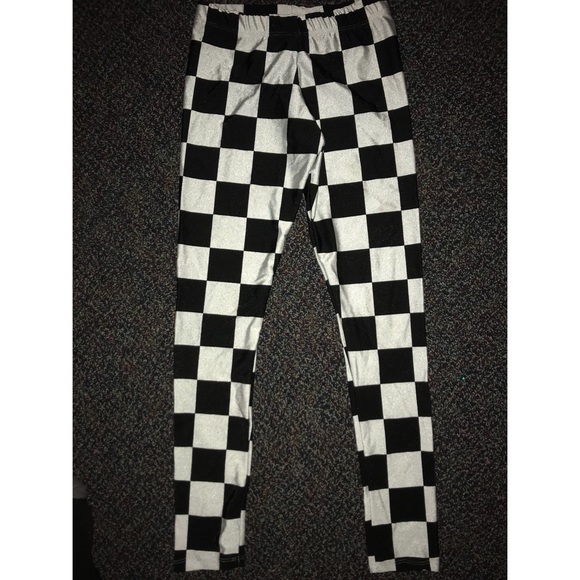 XS Eat Sleep Rave checkered leggings - Picture 1 of 2